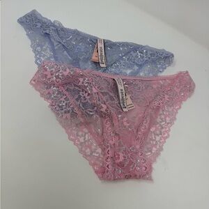NWT Victoria Secret Lace Panty Set in Pink and Purple sz S (7QAC)